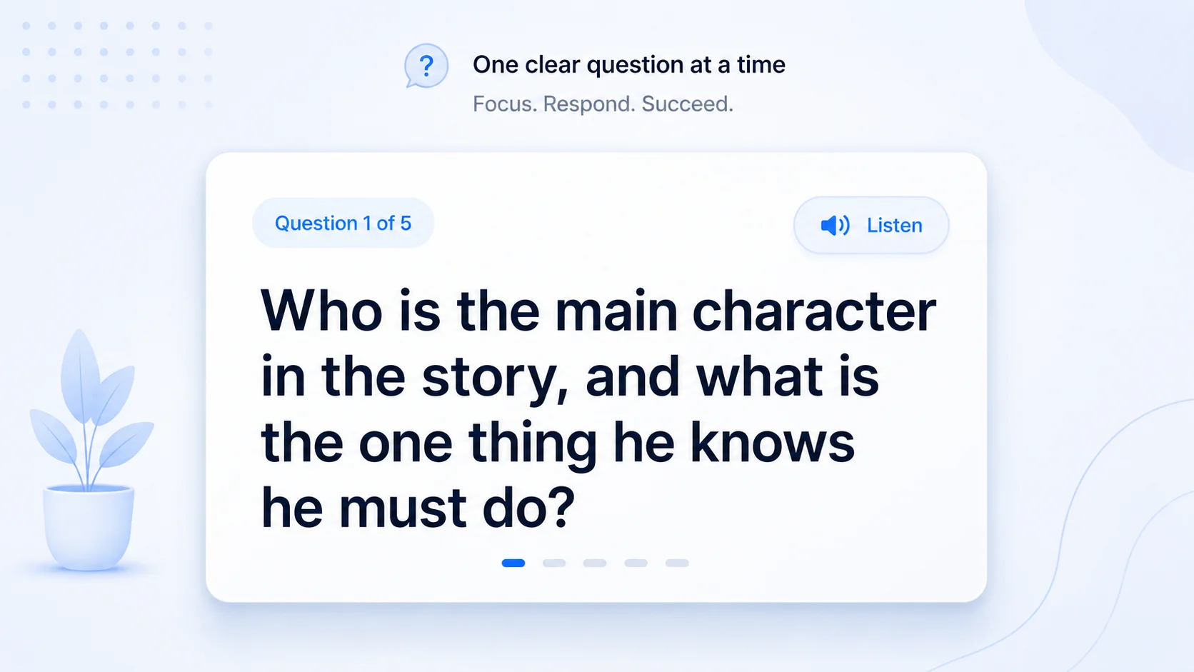 Smart Interviewer focused question view.