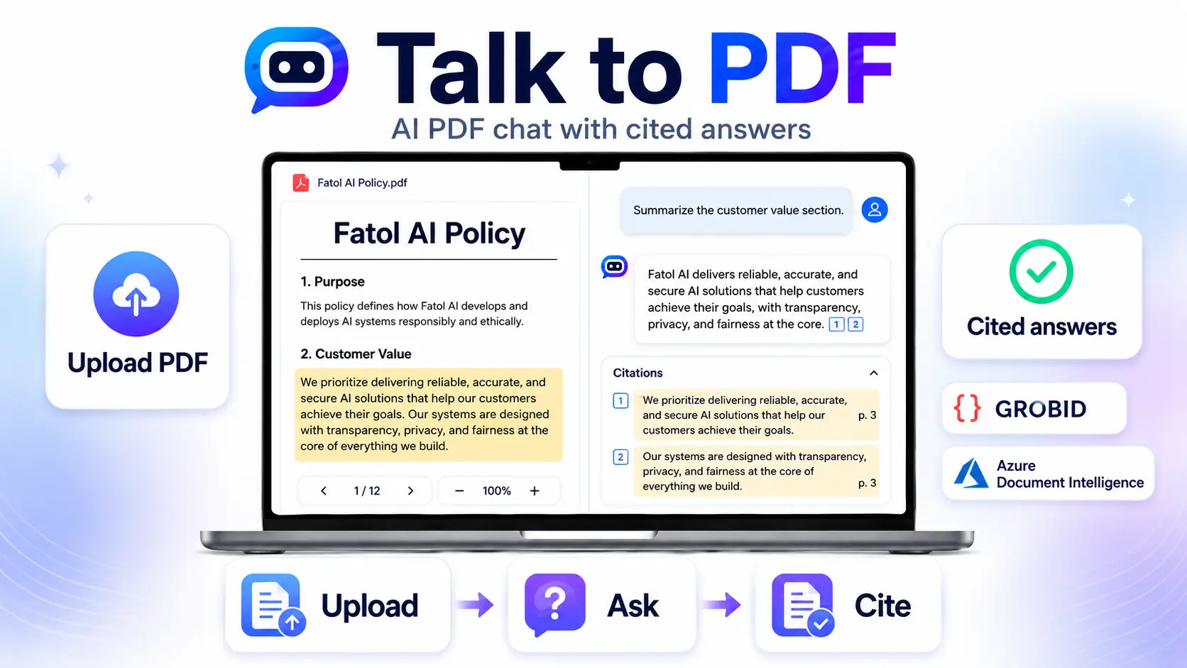 Talk to PDF demo preview.